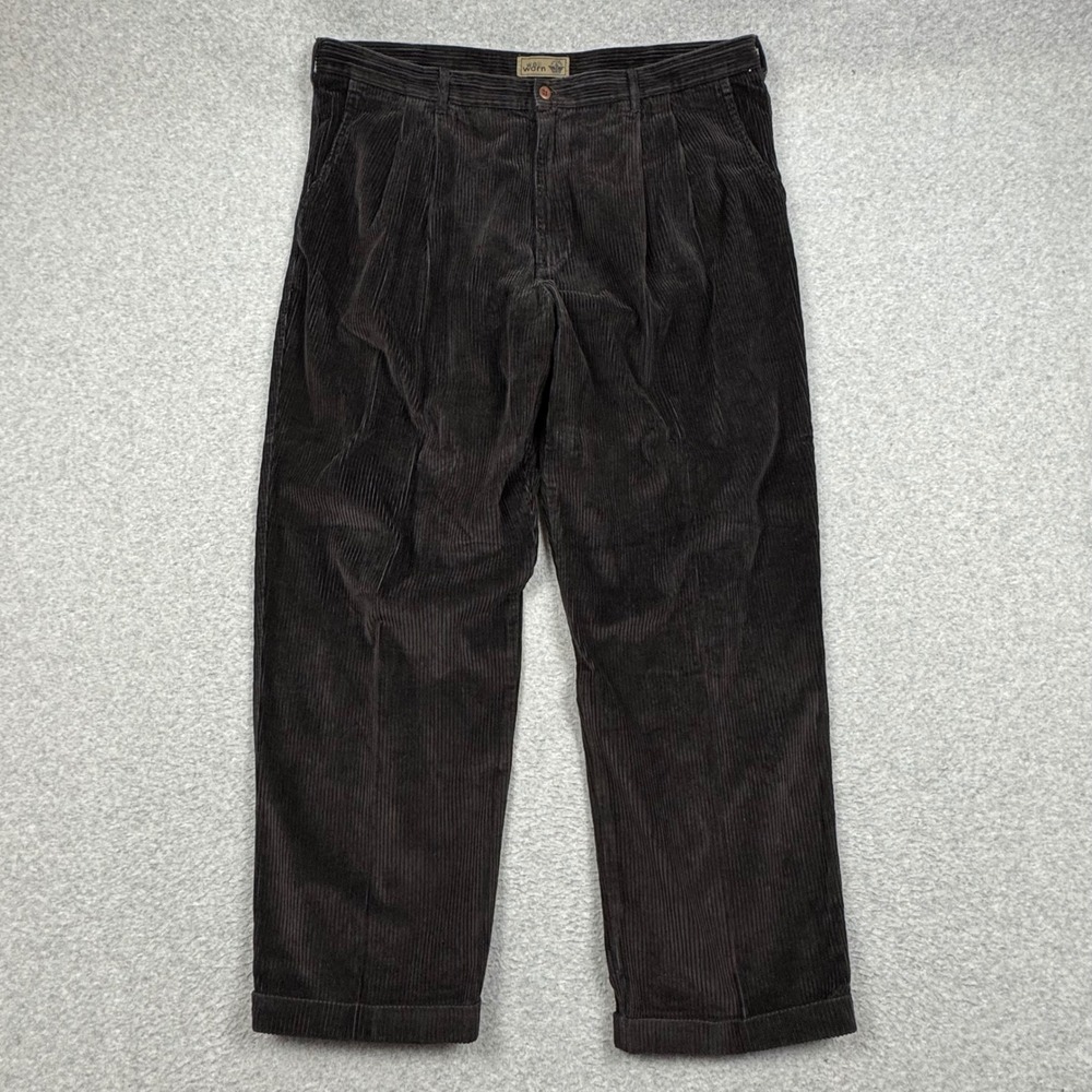 Dockers Well Worn Corduroy Pants Mens 41x30 Wide Wale Pleated Loose Fit Cuffed